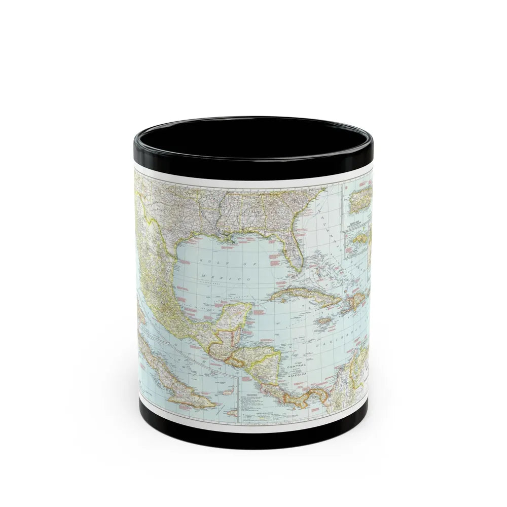 Central America & West Indies (1939) (Map) Black Coffee Mug-11oz-Go Mug Yourself