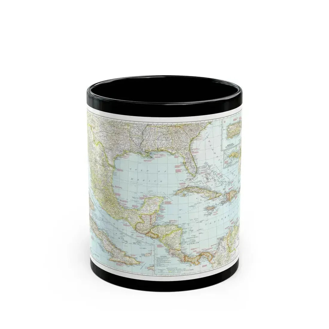 Central America & West Indies (1939) (Map) Black Coffee Mug 11oz - Go Mug Yourself
