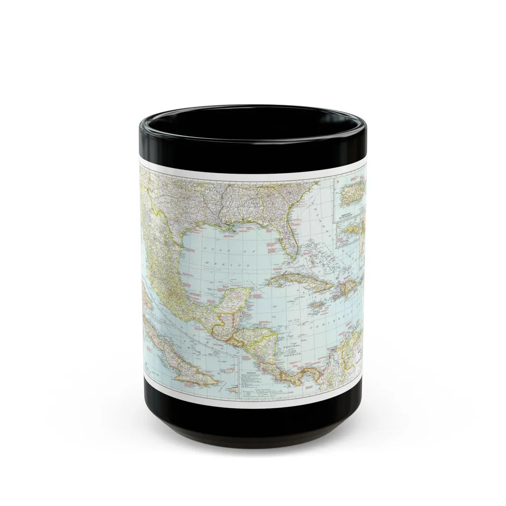 Central America & West Indies (1939) (Map) Black Coffee Mug-15oz-Go Mug Yourself