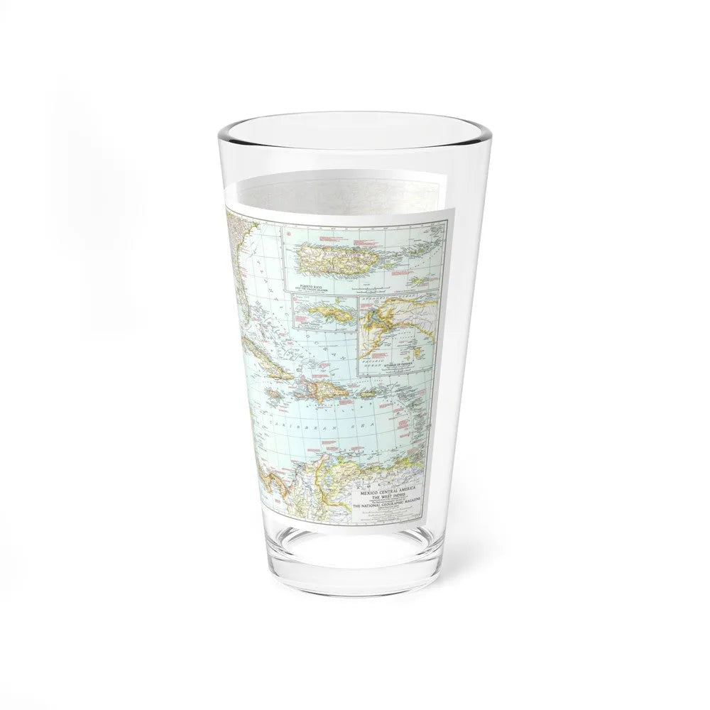 Central America & West Indies (1939) (Map) Pint Glass 16oz-Go Mug Yourself