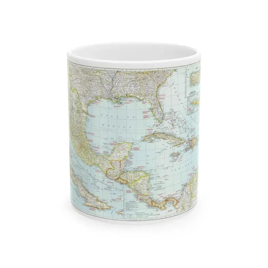 Central America & West Indies (1939) (Map) White Coffee Mug 11oz - Go Mug Yourself