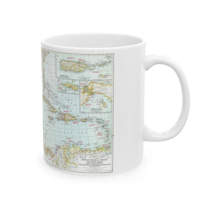 Central America & West Indies (1939) (Map) White Coffee Mug-Go Mug Yourself