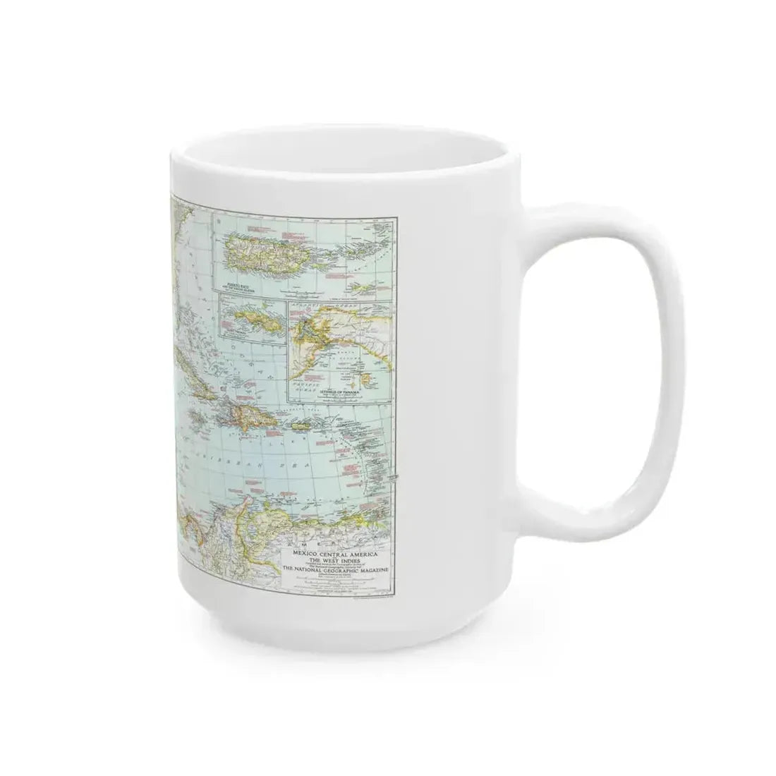 Central America & West Indies (1939) (Map) White Coffee Mug - Go Mug Yourself