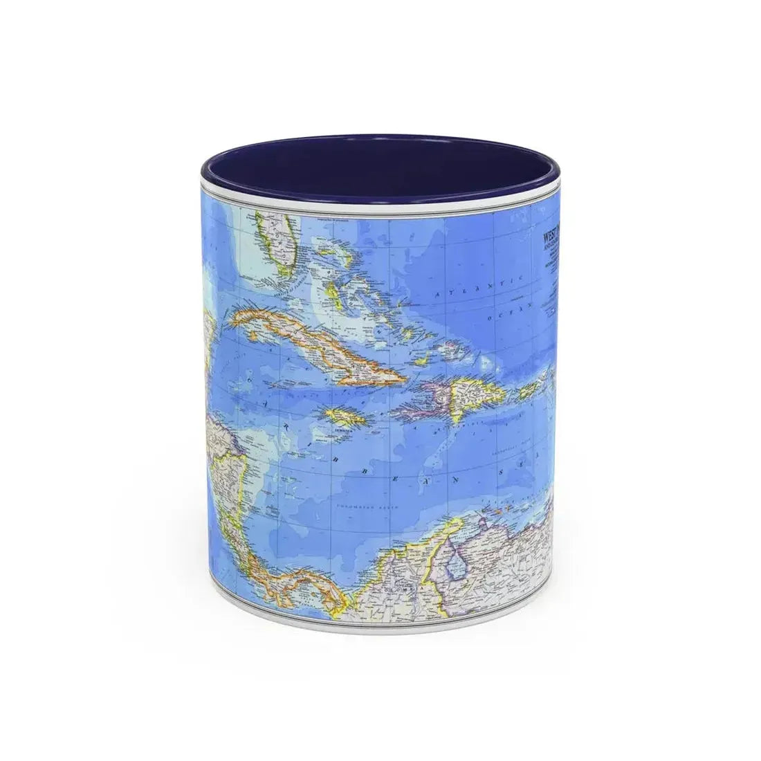 Central America & West Indies(1981) (Map) Accent Coffee Mug 11oz Navy - Go Mug Yourself