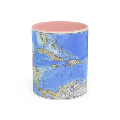 Central America & West Indies(1981) (Map) Accent Coffee Mug 11oz Pink - Go Mug Yourself