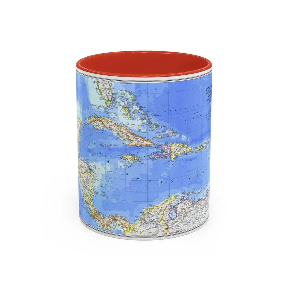 Central America & West Indies(1981) (Map) Accent Coffee Mug 11oz Red - Go Mug Yourself