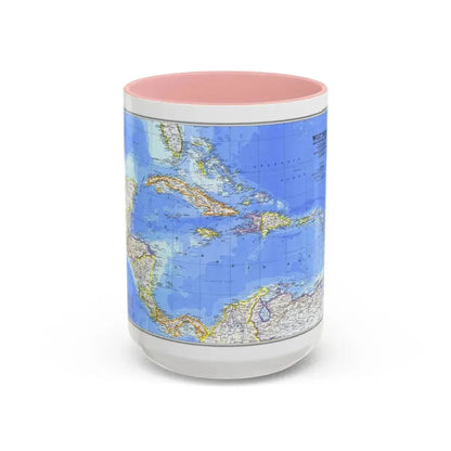 Central America & West Indies(1981) (Map) Accent Coffee Mug 15oz Pink - Go Mug Yourself