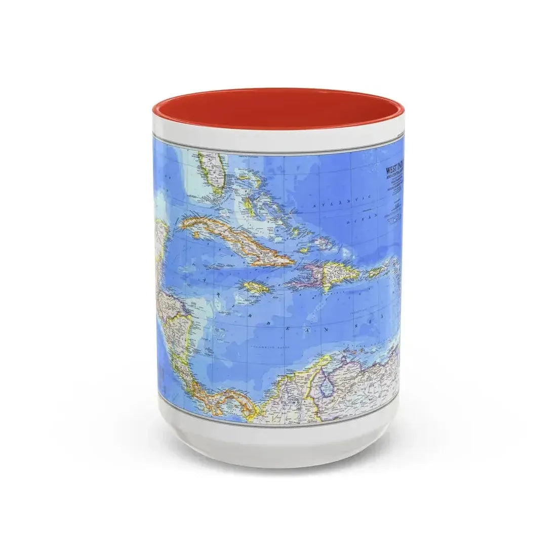 Central America & West Indies(1981) (Map) Accent Coffee Mug 15oz Red - Go Mug Yourself