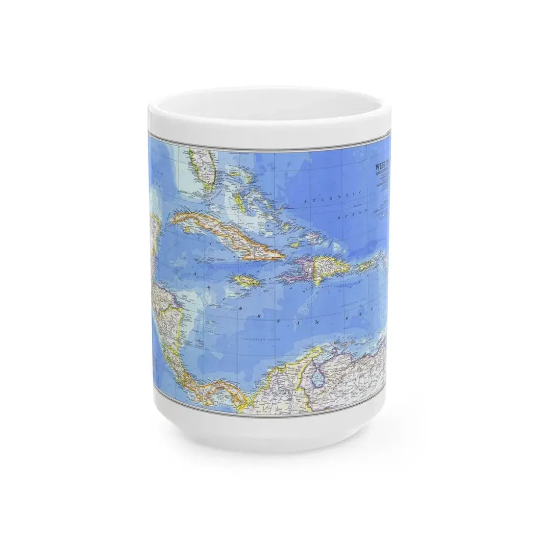 Central America & West Indies(1981) (Map) White Coffee Mug 15oz - Go Mug Yourself