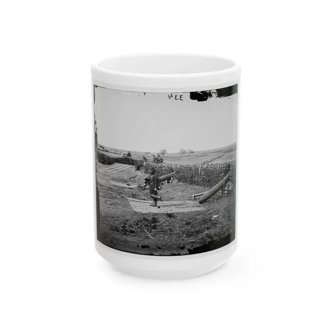 Centreville, Va. Fort On The Heights, With Quaker Guns (U.S. Civil War) White Coffee Mug 15oz - Go Mug Yourself