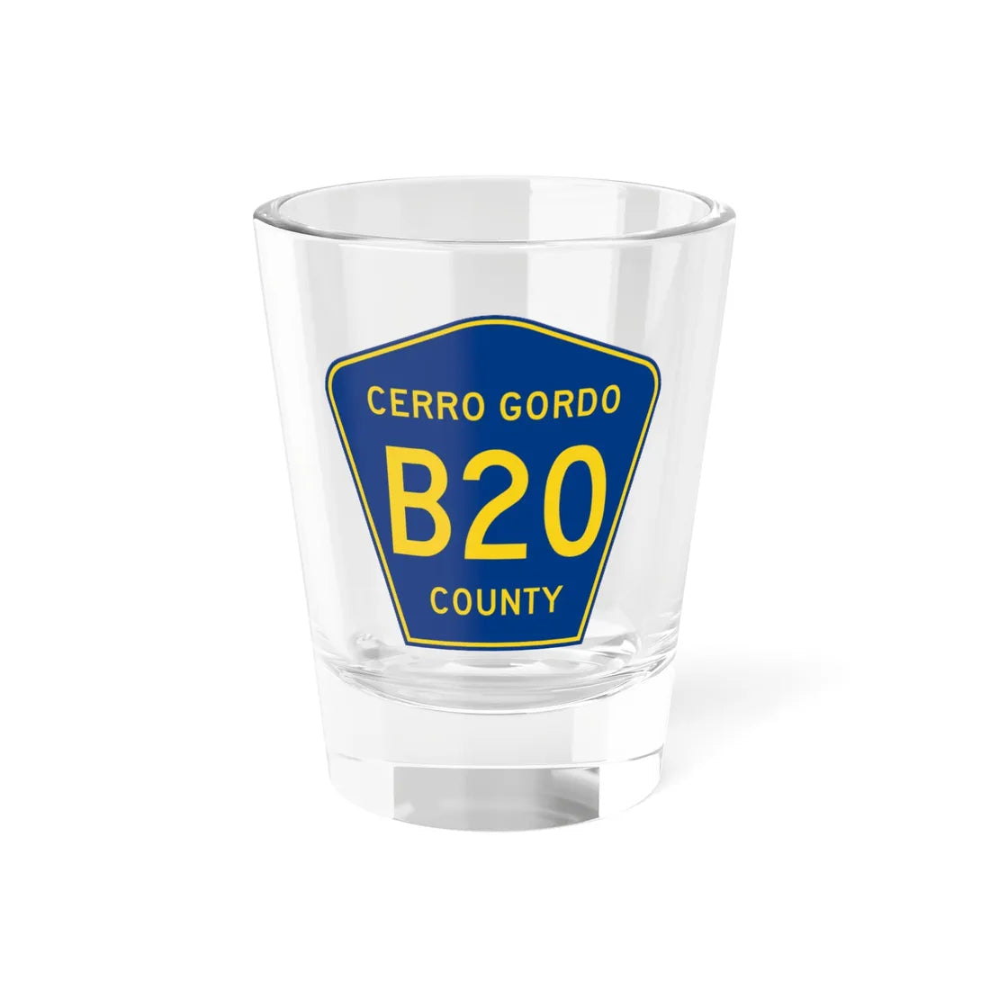 Cerro Gordo County Route B20 IA (Iowa) (Road Sign) Shot Glass 1.5oz 1.5oz - Go Mug Yourself
