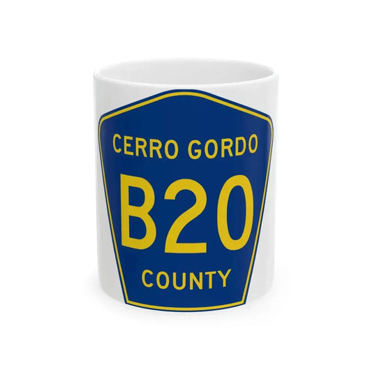 Cerro Gordo County Route B20 IA (Iowa) (Road Sign) White Coffee Mug 11oz - Go Mug Yourself