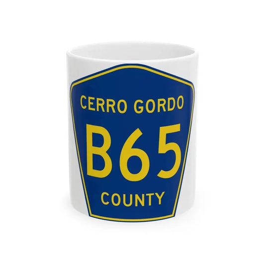 Cerro Gordo County Route B65 IA (Iowa) (Road Sign) White Coffee Mug 11oz - Go Mug Yourself