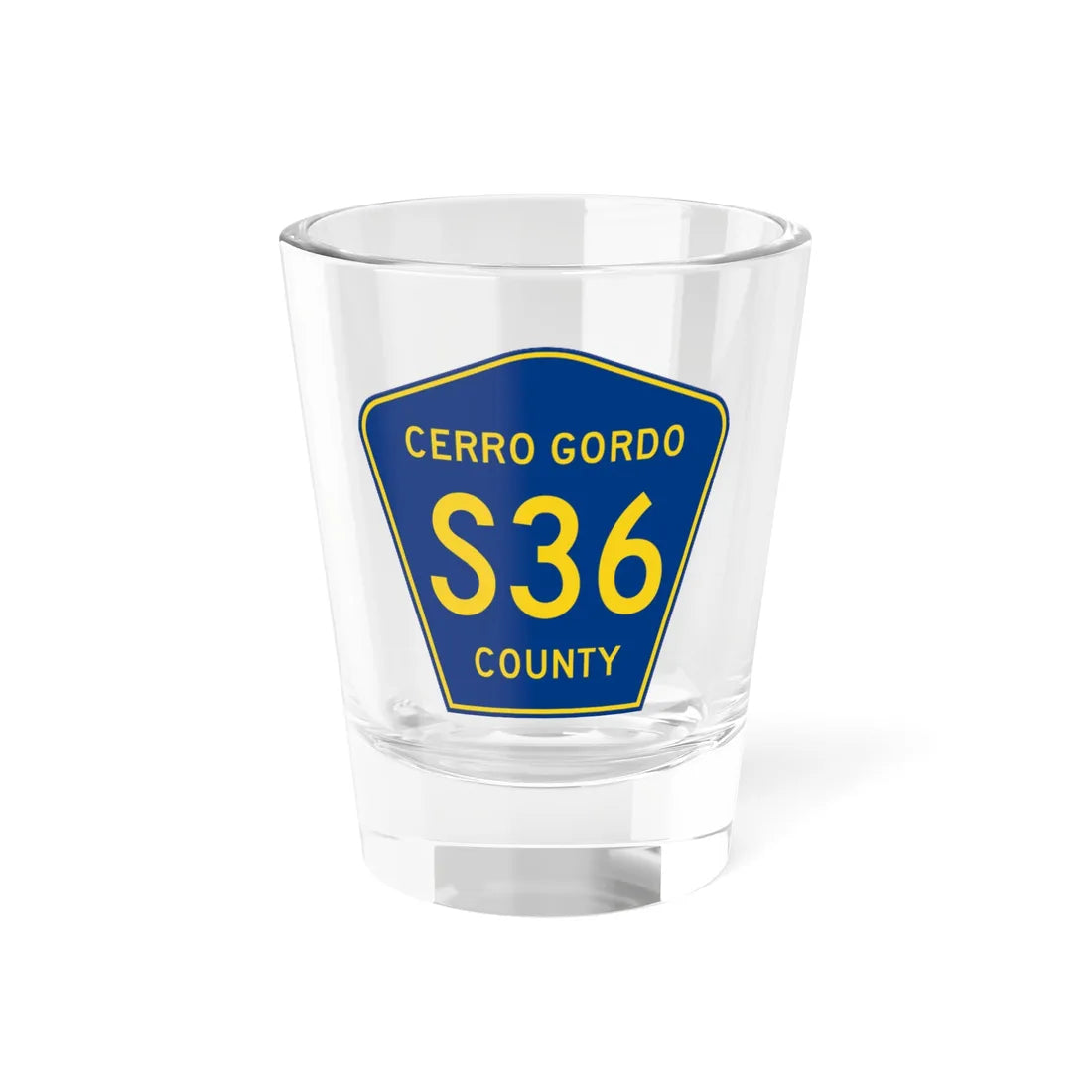 Cerro Gordo County Route S36 IA (Iowa) (Road Sign) Shot Glass 1.5oz 1.5oz - Go Mug Yourself