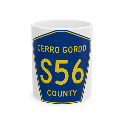 Cerro Gordo County Route S56 IA (Iowa) (Road Sign) White Coffee Mug 11oz - Go Mug Yourself