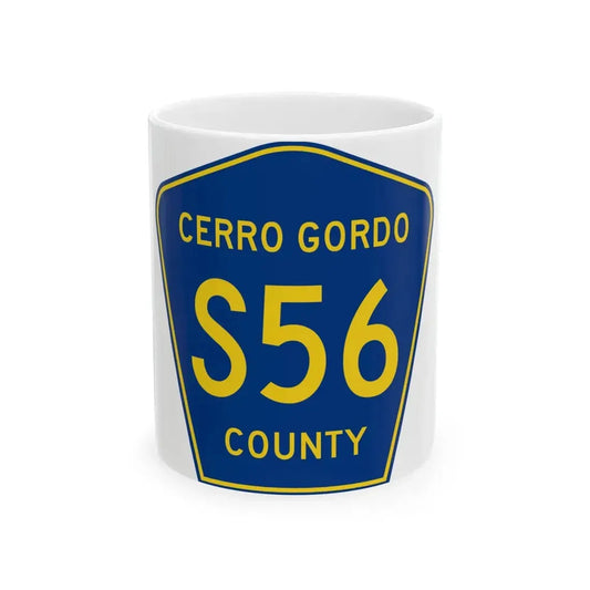 Cerro Gordo County Route S56 IA (Iowa) (Road Sign) White Coffee Mug 11oz - Go Mug Yourself