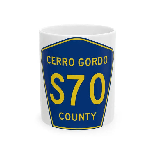 Cerro Gordo County Route S70 IA (Iowa) (Road Sign) White Coffee Mug 11oz - Go Mug Yourself