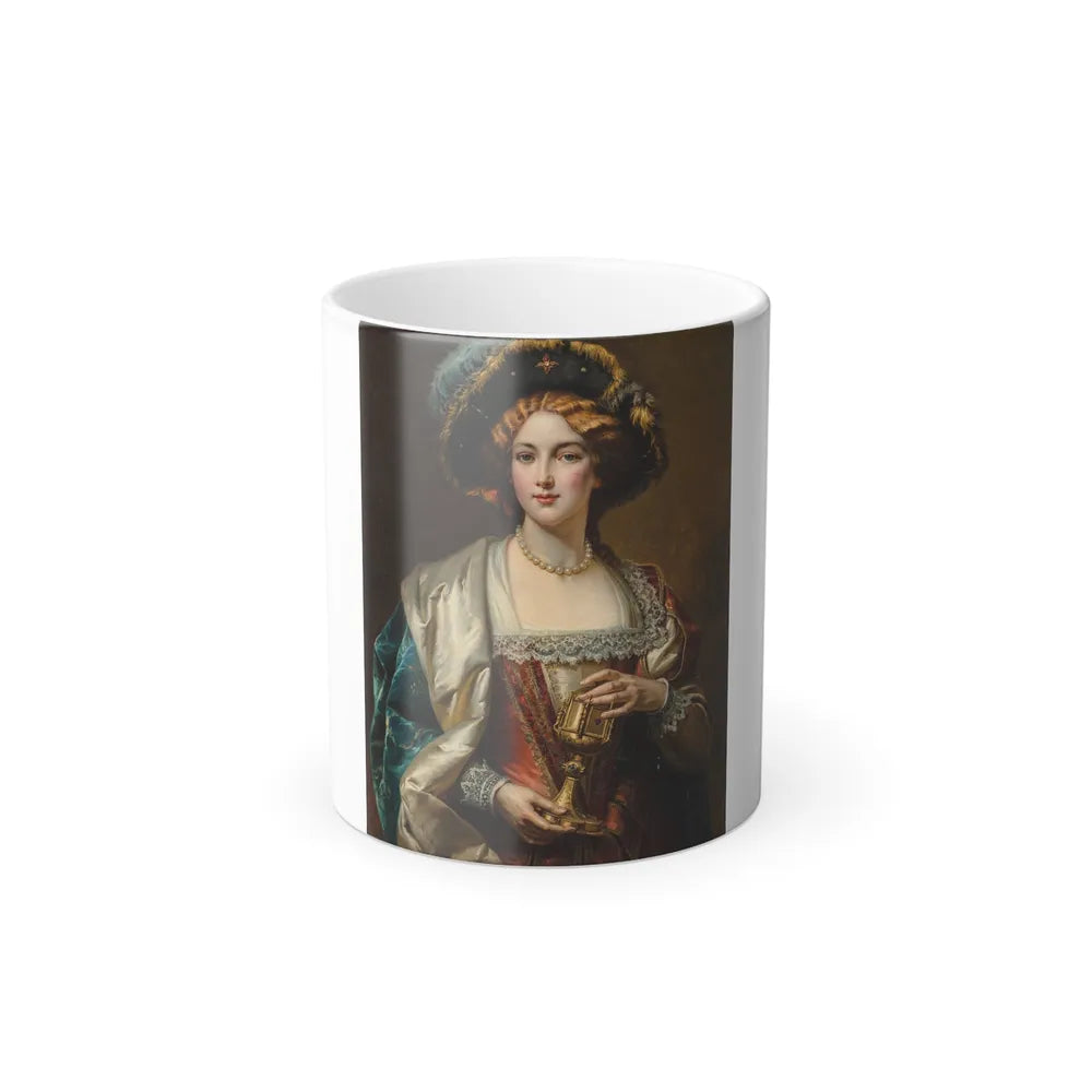 Cesare Auguste Detti (1847-1914) Portrait of a Noblewoman - Oil on Canvas - Color Changing Mug 11oz-11oz-Go Mug Yourself