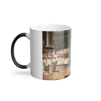 Cesare Maccari (1840-1919) Cicero Denounces Catiline - Fresco 1889 - Color Changing Mug 11oz - Go Mug Yourself