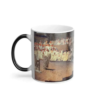 Cesare Maccari (1840-1919) Cicero Denounces Catiline - Fresco 1889 (detail) - Color Changing Mug 11oz - Go Mug Yourself