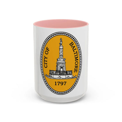 Seal of Baltimore Maryland - Accent Coffee Mug-15oz-Pink-Go Mug Yourself