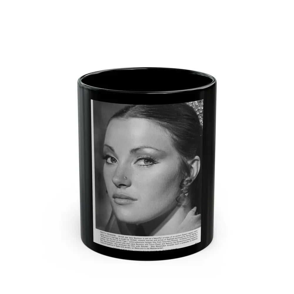 Jane Seymour #38 (Vintage Female Icon) Black Coffee Mug-11oz-Go Mug Yourself