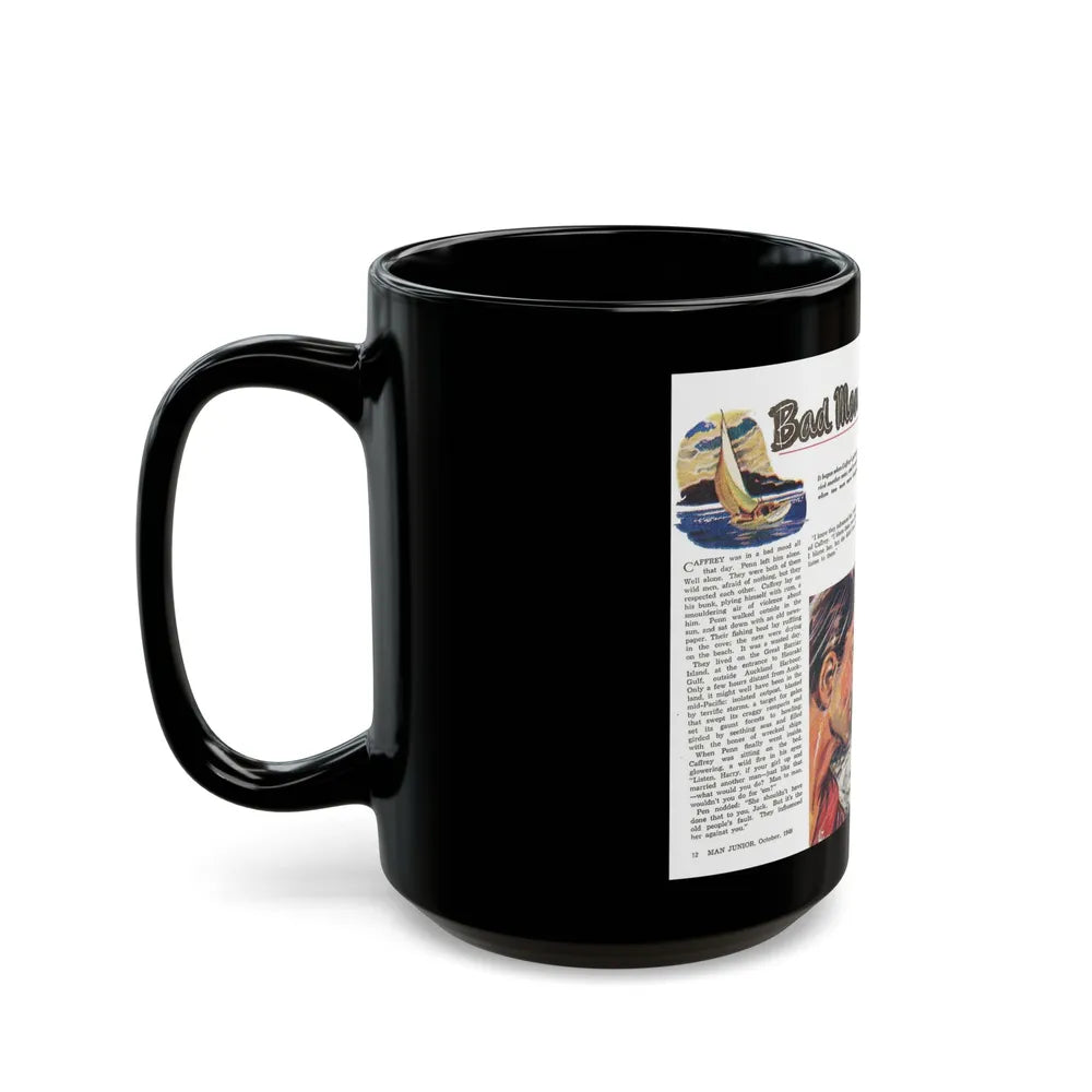 Bad Men of the Great Barrier, Man Junior, October 1948 - Black Coffee Mug-Go Mug Yourself