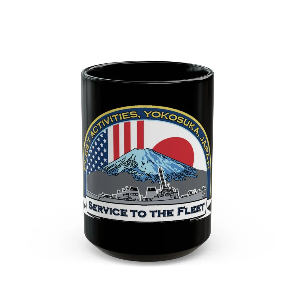 CFAY Fleet Activities Yokosuka Glass (U.S. Navy) Black Coffee Mug-15oz-Go Mug Yourself