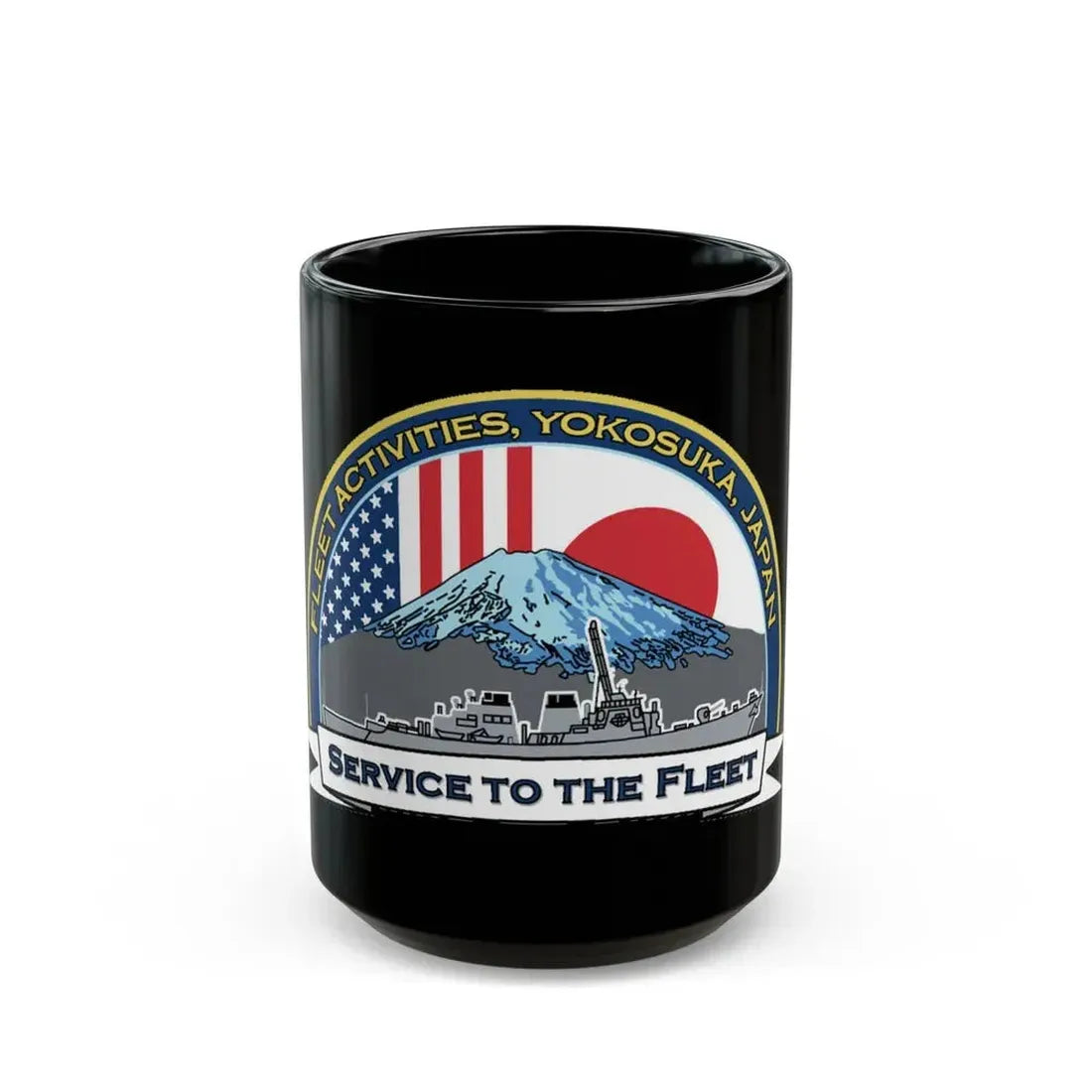 CFAY Fleet Activities Yokosuka Glass (U.S. Navy) Black Coffee Mug 15oz - Go Mug Yourself