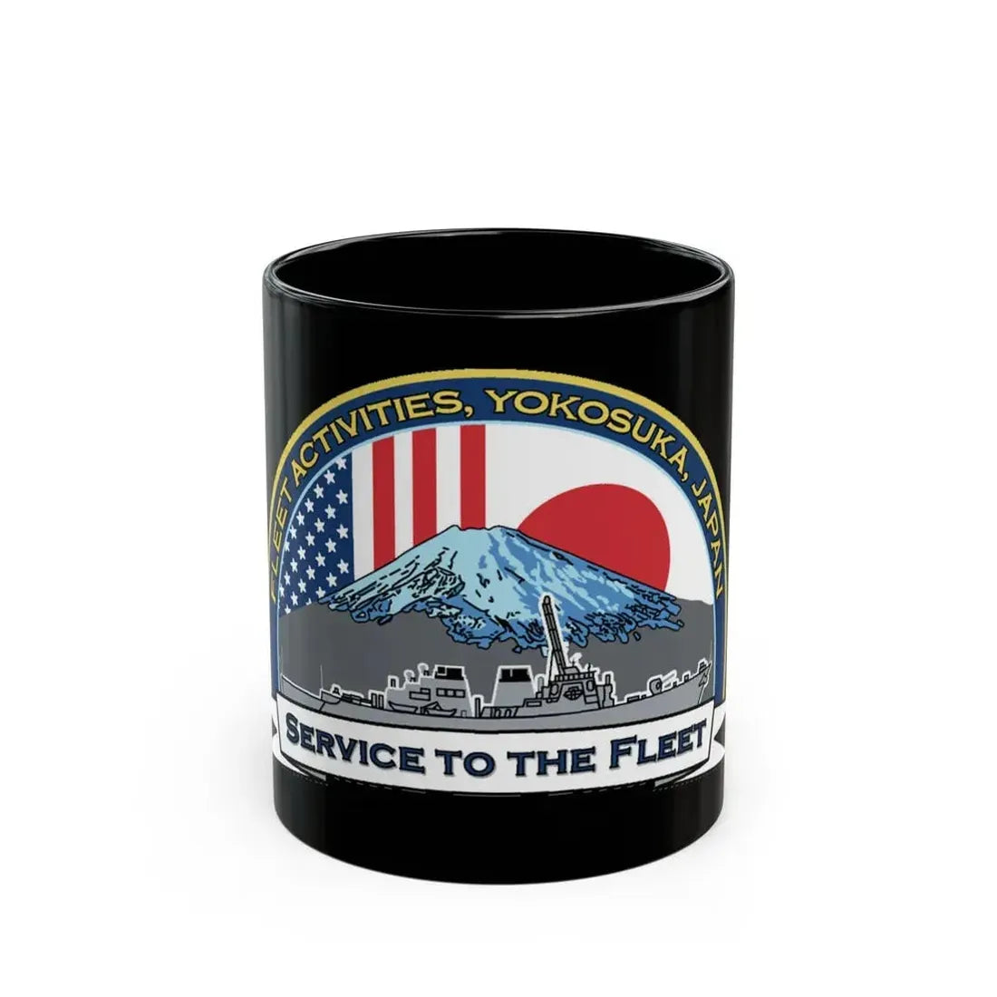 CFAY Fleet Activities Yokosuka Glass (U.S. Navy) Black Coffee Mug - Go Mug Yourself
