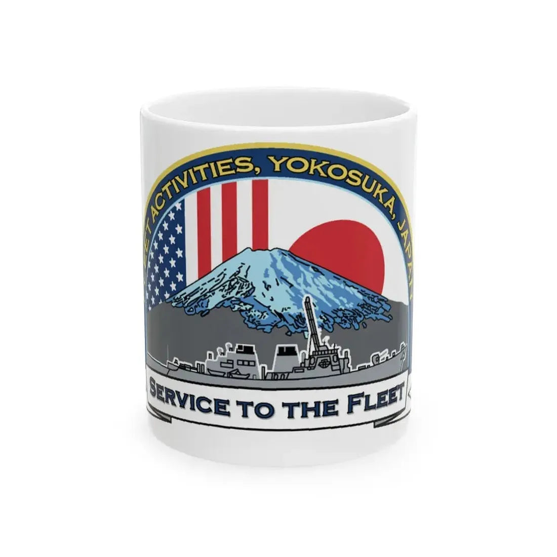 CFAY Fleet Activities Yokosuka Glass (U.S. Navy) White Coffee Mug 11oz - Go Mug Yourself