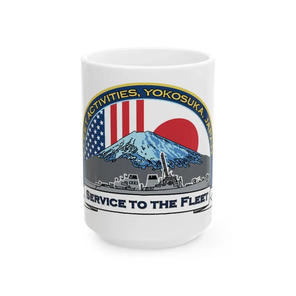 CFAY Fleet Activities Yokosuka Glass (U.S. Navy) White Coffee Mug 15oz - Go Mug Yourself