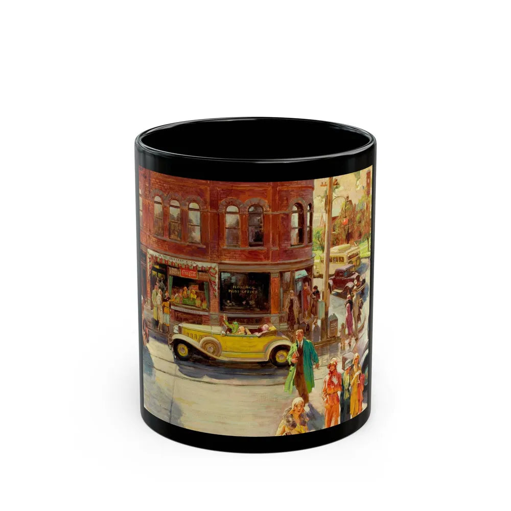 Bustling Street Corner - Black Coffee Mug-11oz-Go Mug Yourself