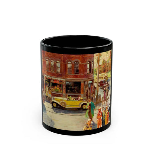 Bustling Street Corner - Black Coffee Mug-11oz-Go Mug Yourself