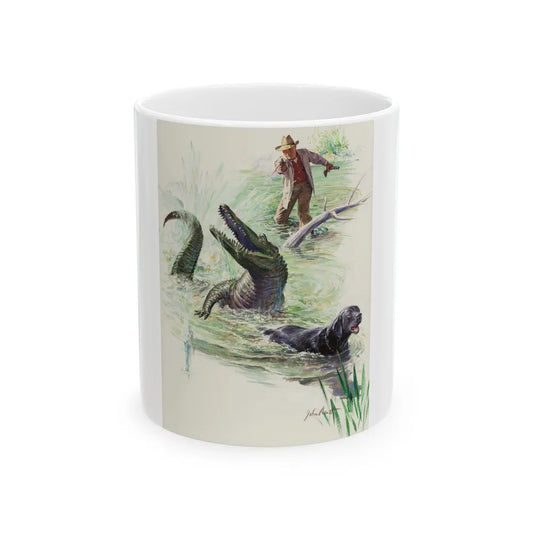 Crocodile Hunter, Roto Magazine story illustration - White Coffee Mug-11oz-Go Mug Yourself