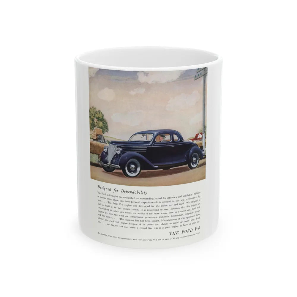 Ford for 1936 ad, The American Magazine, June 1936 - White Coffee Mug-11oz-Go Mug Yourself