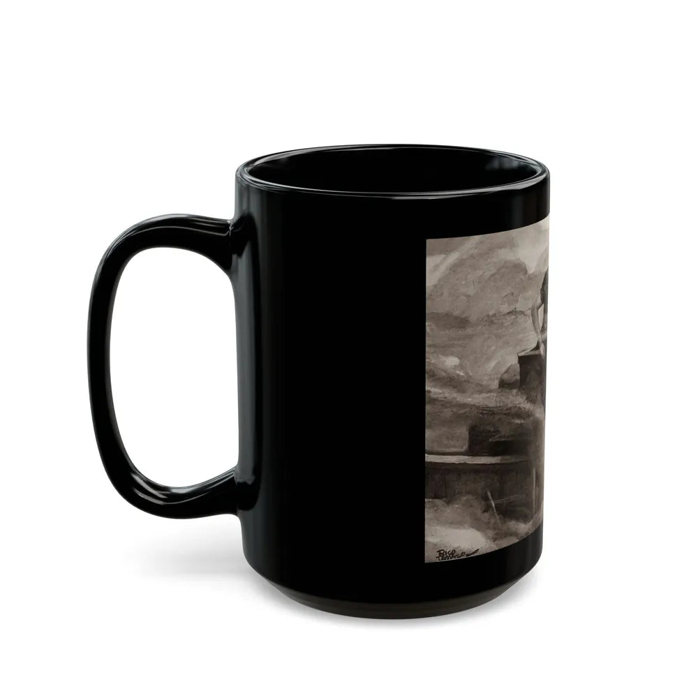 Escaping a Blaze, The Saturday Evening Post, October 16, 1937 - Black Coffee Mug-Go Mug Yourself