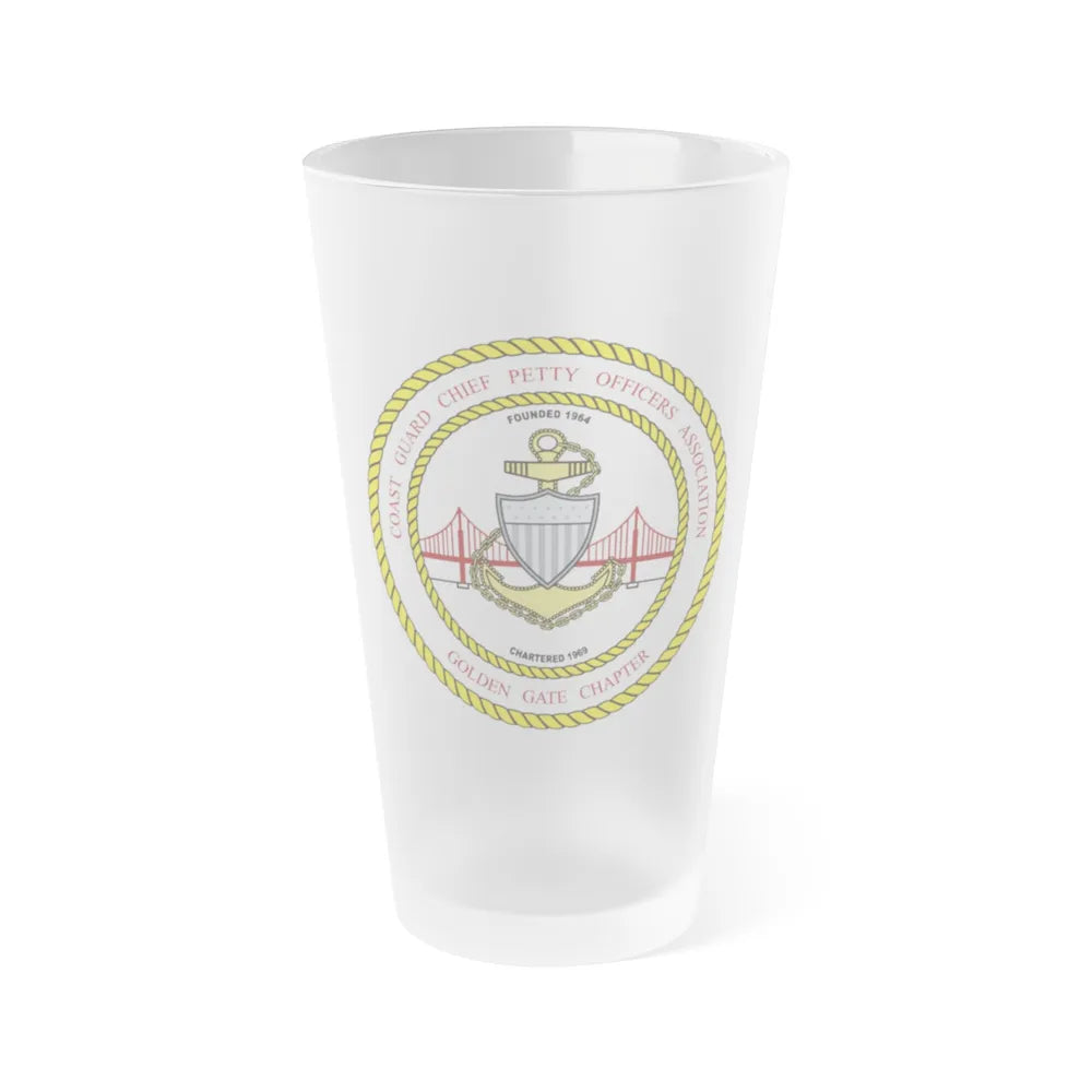 CG CPOA Golden Gate Chapter (U.S. Coast Guard) Frosted Pint Glass 16oz-Go Mug Yourself