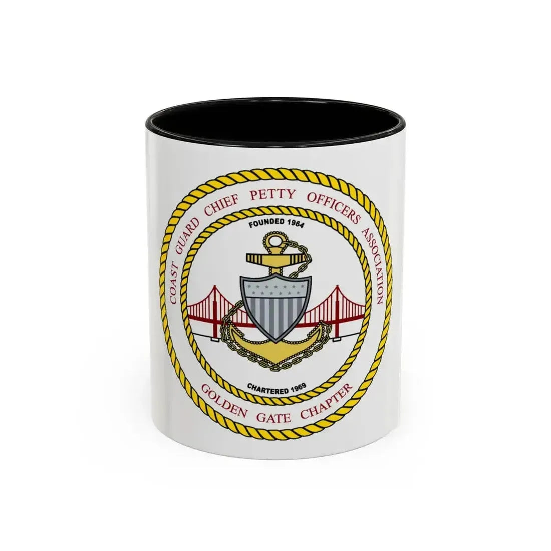 CG CPOA Golden Gate Chapter (U.S. Coast Guard) Accent Coffee Mug 11oz Black - Go Mug Yourself
