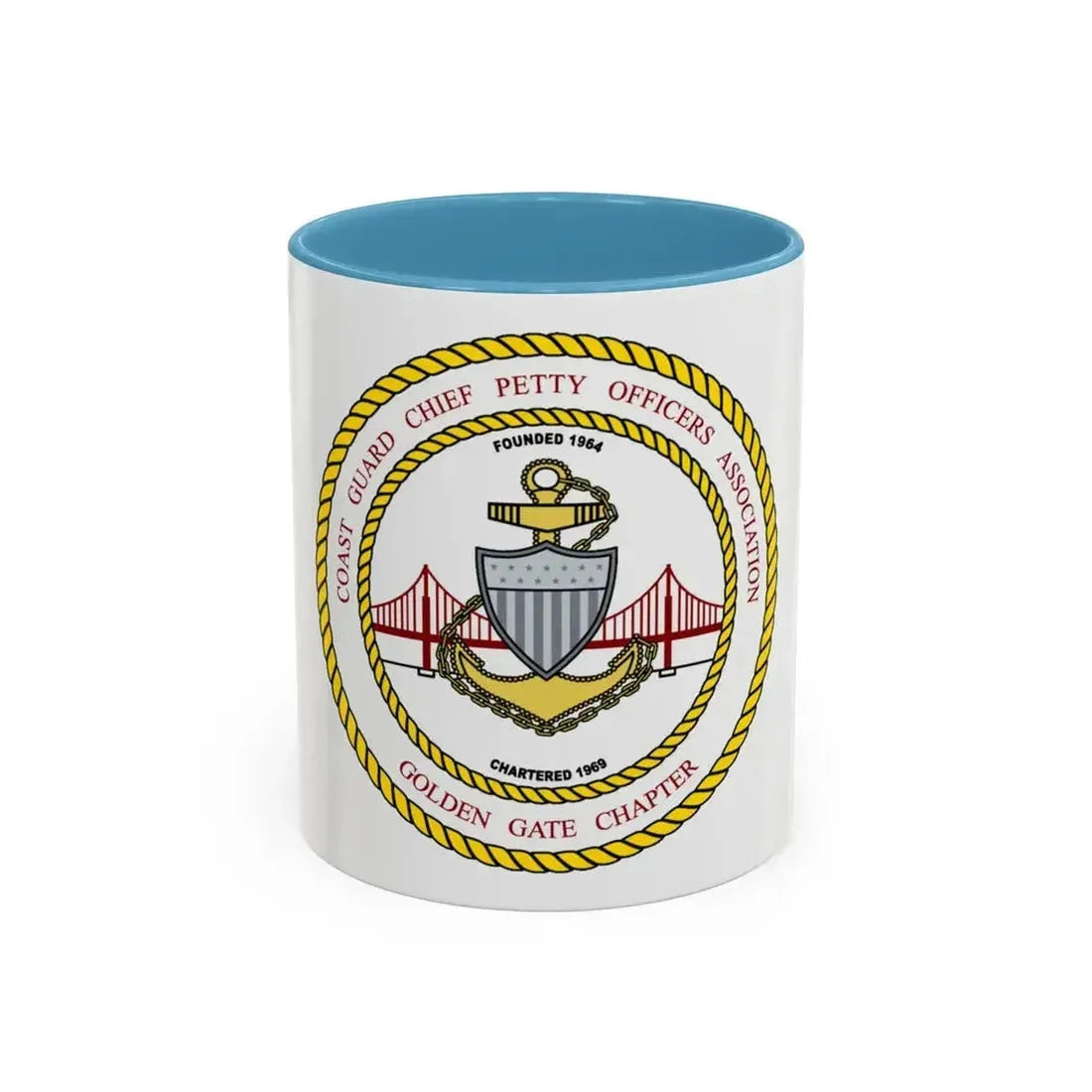 CG CPOA Golden Gate Chapter (U.S. Coast Guard) Accent Coffee Mug 11oz Light Blue - Go Mug Yourself