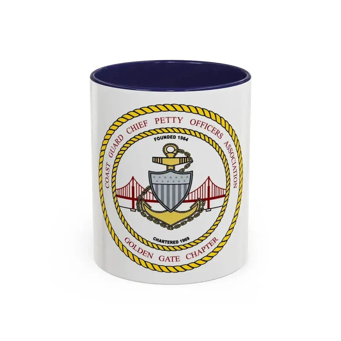 CG CPOA Golden Gate Chapter (U.S. Coast Guard) Accent Coffee Mug 11oz Navy - Go Mug Yourself