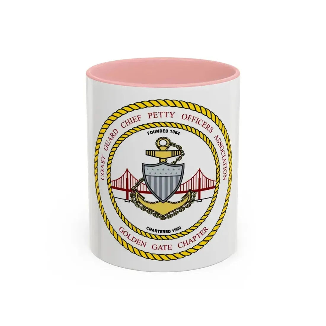 CG CPOA Golden Gate Chapter (U.S. Coast Guard) Accent Coffee Mug 11oz Pink - Go Mug Yourself