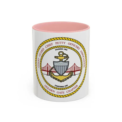CG CPOA Golden Gate Chapter (U.S. Coast Guard) Accent Coffee Mug 11oz Pink - Go Mug Yourself