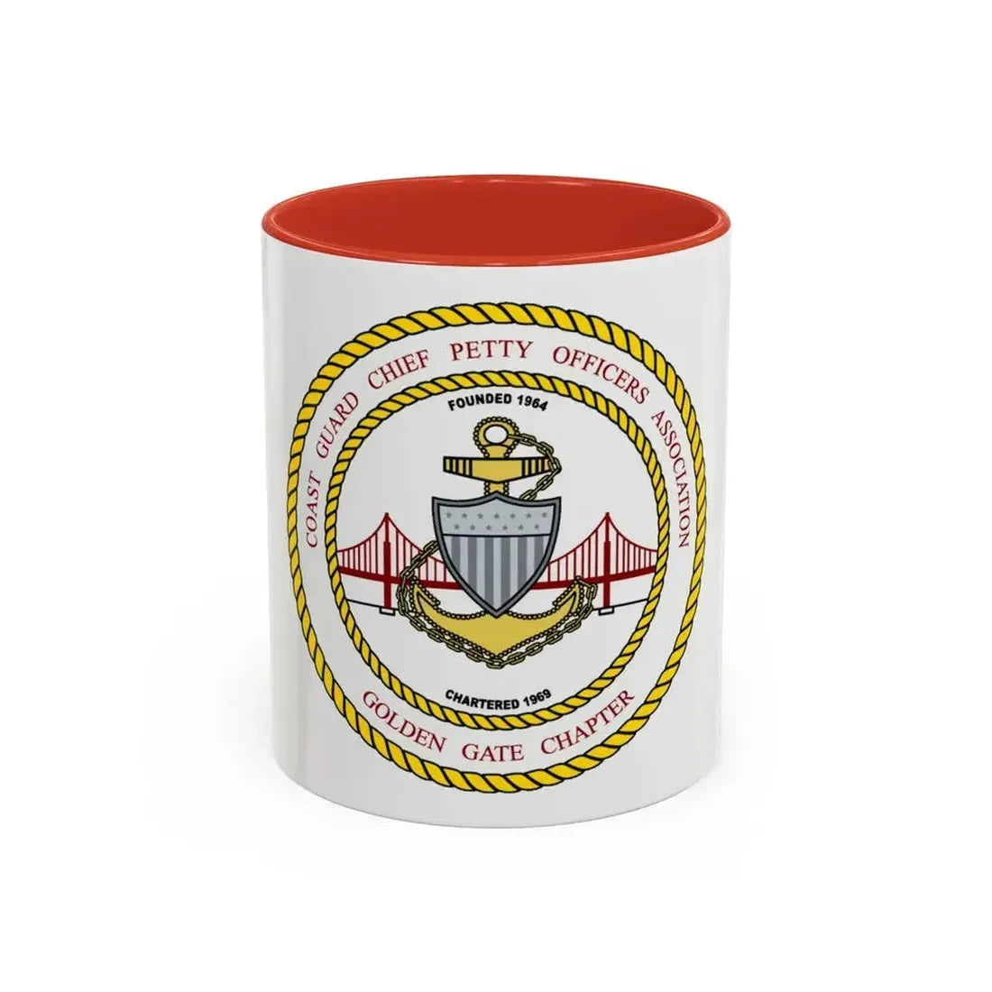 CG CPOA Golden Gate Chapter (U.S. Coast Guard) Accent Coffee Mug 11oz Red - Go Mug Yourself