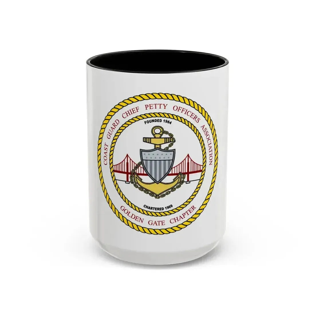 CG CPOA Golden Gate Chapter (U.S. Coast Guard) Accent Coffee Mug 15oz Black - Go Mug Yourself