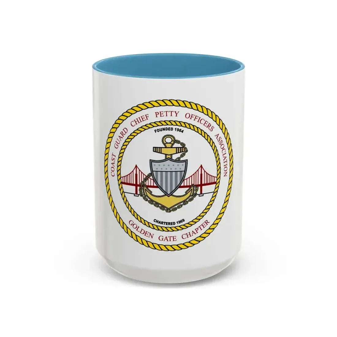 CG CPOA Golden Gate Chapter (U.S. Coast Guard) Accent Coffee Mug 15oz Light Blue - Go Mug Yourself