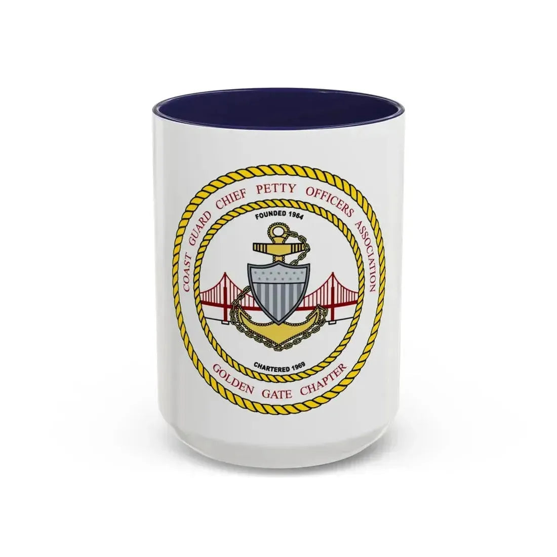 CG CPOA Golden Gate Chapter (U.S. Coast Guard) Accent Coffee Mug 15oz Navy - Go Mug Yourself