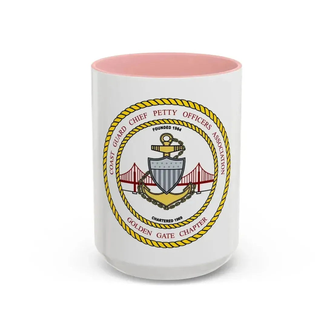 CG CPOA Golden Gate Chapter (U.S. Coast Guard) Accent Coffee Mug 15oz Pink - Go Mug Yourself