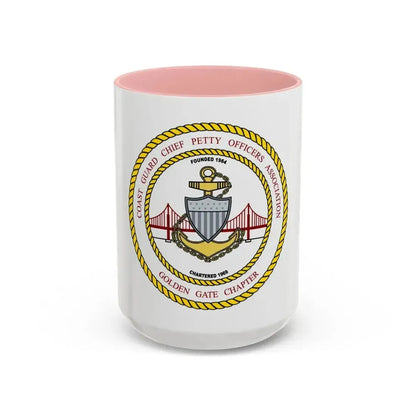 CG CPOA Golden Gate Chapter (U.S. Coast Guard) Accent Coffee Mug 15oz Pink - Go Mug Yourself