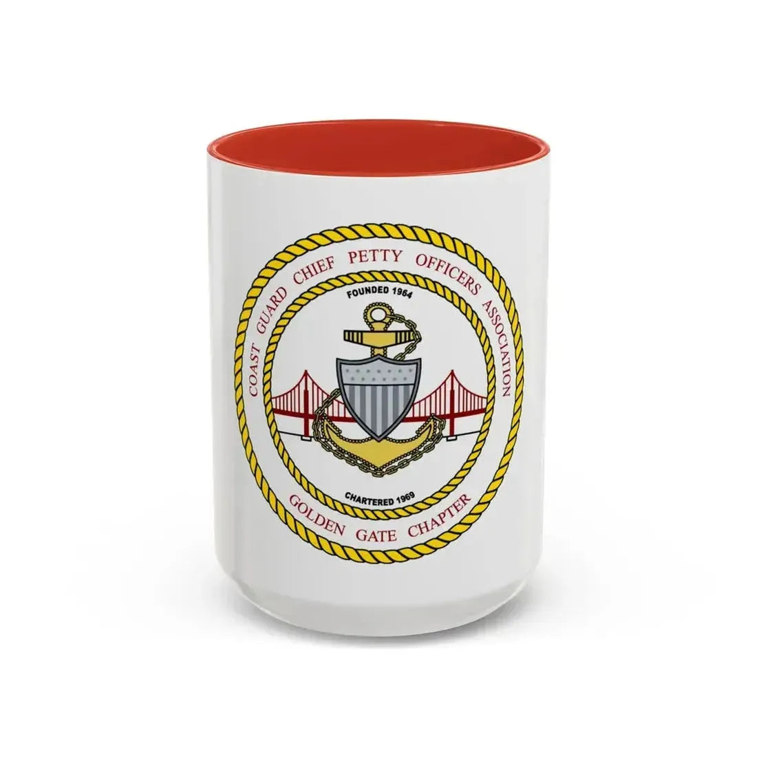CG CPOA Golden Gate Chapter (U.S. Coast Guard) Accent Coffee Mug 15oz Red - Go Mug Yourself